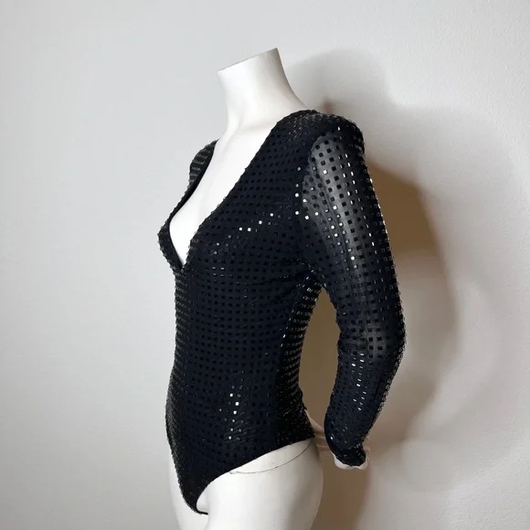 NWT Meshki Kennan Square Diamanté Bodysuit size Medium - Picture 7 of 11